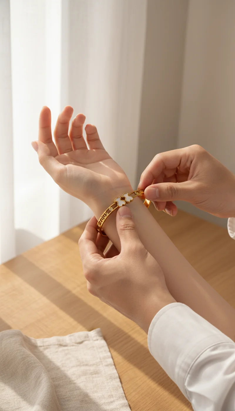 Poniendose el brazalete